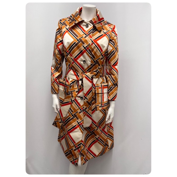 ❤️SOLD❤️ Vintage 1960's Count Romi Coat Neiman Marcus Mod Printed With Belt 6 8 - Picture 2 of 8